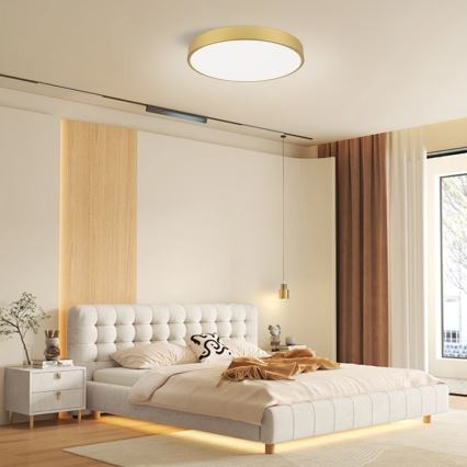 Immax NEO 07293L - LED стельний світильник з регулюванням яскравості NEO LITE SEMPLICI LED/60W/230V 3000-6000K діаметр 60 см Wi-Fi Tuya золотий + пульт дистанційного керування