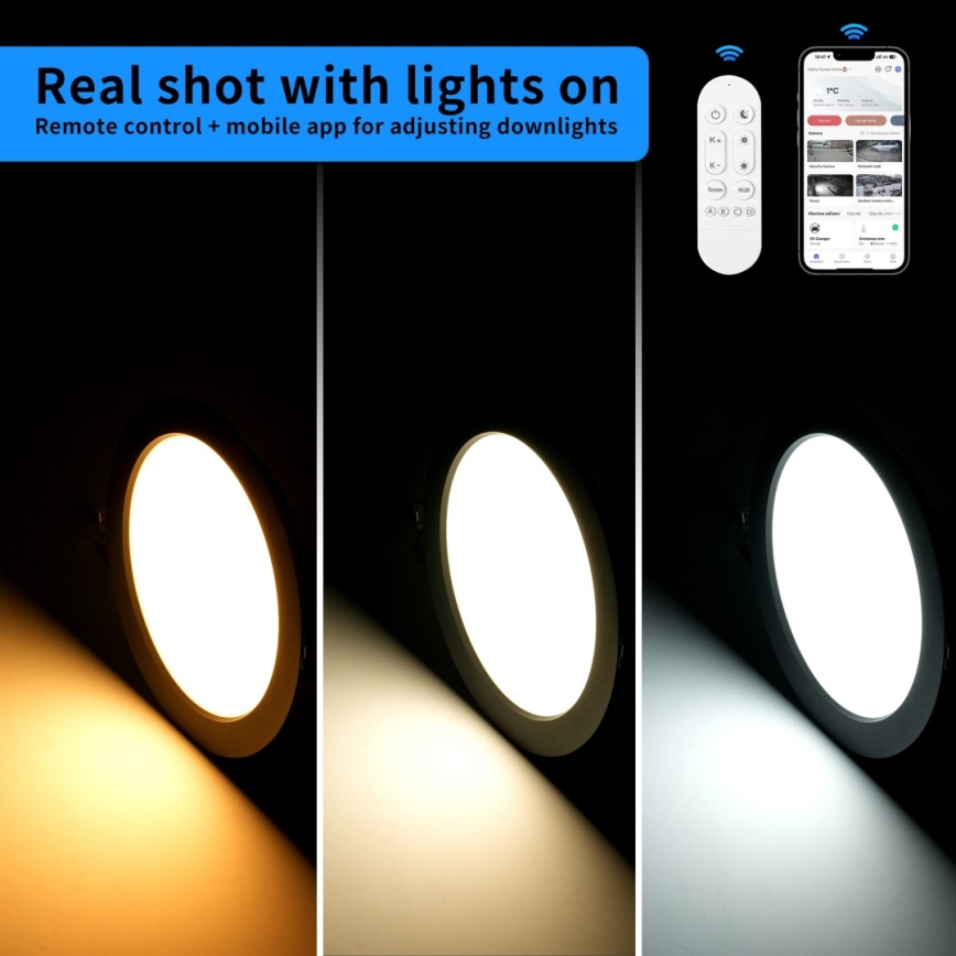 Immax NEO 07294L - диммируемый встраиваемый потолочный светильник DOWN LED, 36 Вт, 230 В, Wi‑Fi, Tuya Ø 23 см, белый