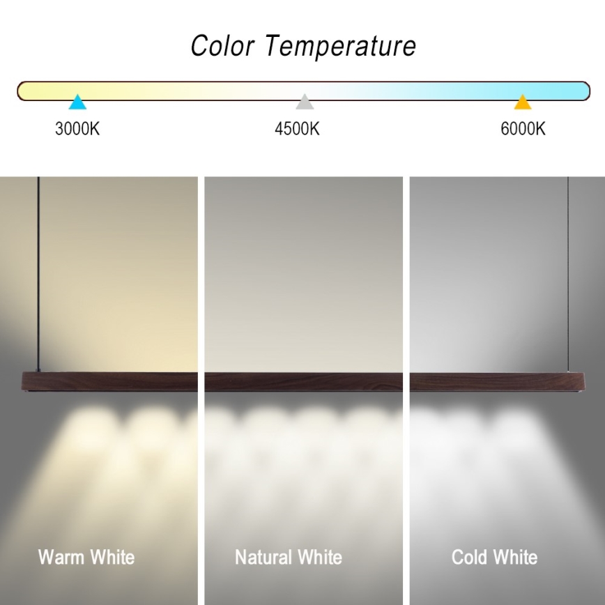 Immax NEO 07300L - LED диммируемая подвесная люстра на тросе MADEIRA LED/26W/230V Wi-Fi Tuya 122 см орех + дистанционное управление