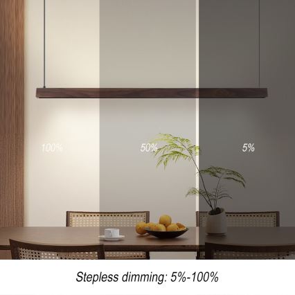 Immax NEO 07300L - LED диммируемая подвесная люстра на тросе MADEIRA LED/26W/230V Wi-Fi Tuya 122 см орех + дистанционное управление