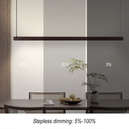 Immax NEO 07301L - LED диммируемая люстра на тросе MADEIRA, LED/33 Вт/230 В, Wi‑Fi Tuya, 152 см, орех + пульт дистанционного управления
