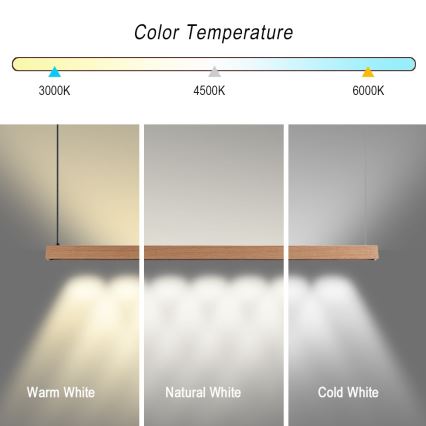 Immax NEO 07303L - диммируемая LED-люстра на тросе MADEIRA LED/26W/230V Wi-Fi Tuya 122 cm дуб + пульт дистанционного управления
