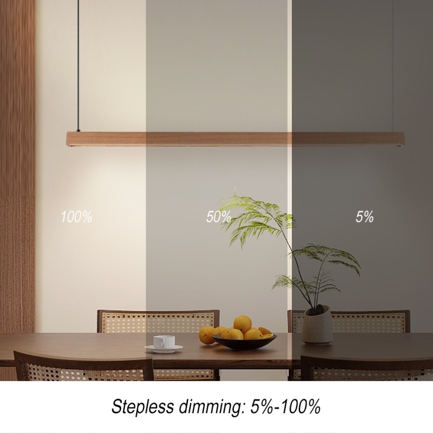 Immax NEO 07303L - диммируемая LED-люстра на тросе MADEIRA LED/26W/230V Wi-Fi Tuya 122 cm дуб + пульт дистанционного управления