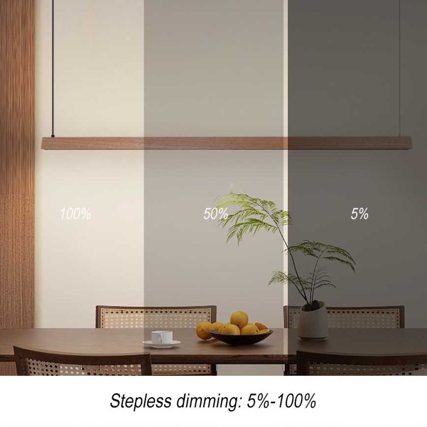 Immax NEO 07304L – затемнювана LED-люстра на тросі MADEIRA LED/33 Вт/230 В Wi‑Fi Tuya 152 см, дуб + пульт дистанційного керування