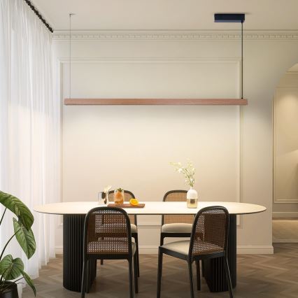 Immax NEO 07304L – затемнювана LED-люстра на тросі MADEIRA LED/33 Вт/230 В Wi‑Fi Tuya 152 см, дуб + пульт дистанційного керування