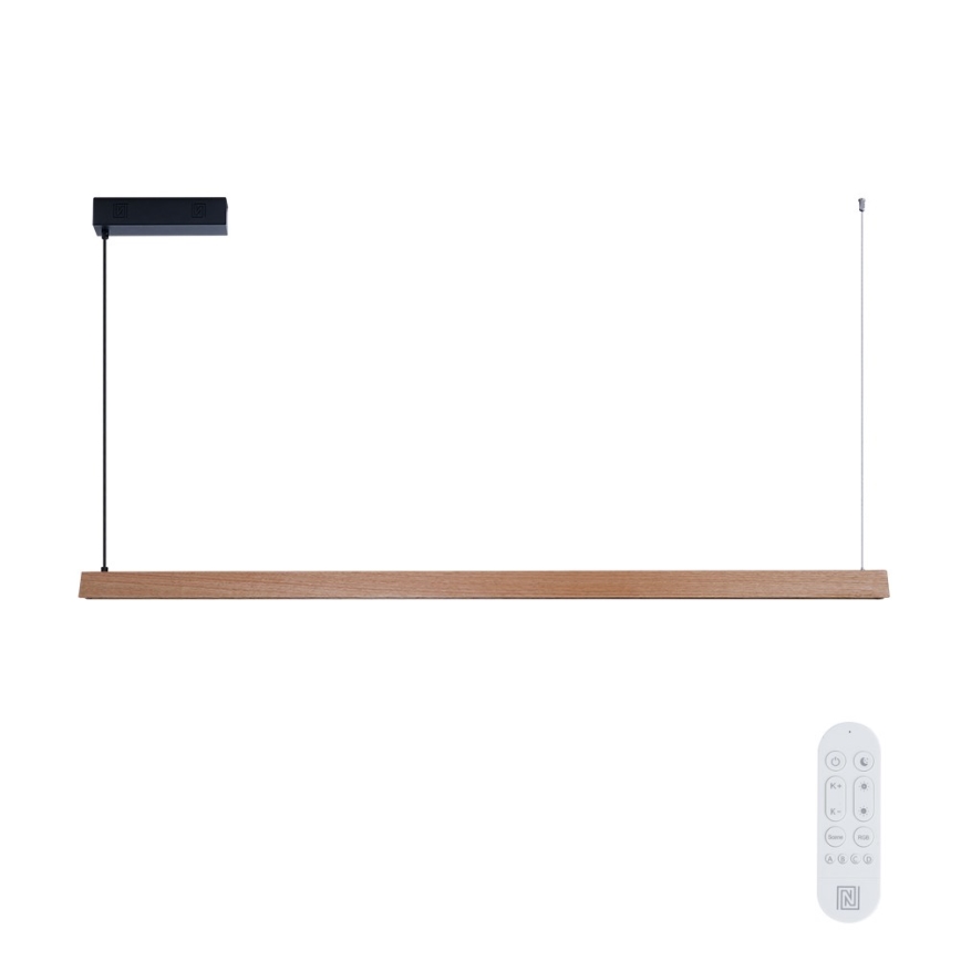 Immax NEO 07304L – затемнювана LED-люстра на тросі MADEIRA LED/33 Вт/230 В Wi‑Fi Tuya 152 см, дуб + пульт дистанційного керування