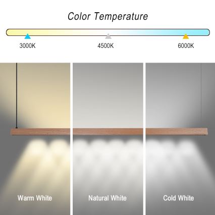 Immax NEO 07304L - LED Диммируемая подвесная люстра на тросе MADEIRA LED/33 Вт/230 В Wi-Fi Tuya 152 см дуб + пульт дистанционного управления