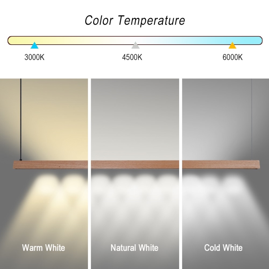 Immax NEO 07304L - LED Диммируемая подвесная люстра на тросе MADEIRA LED/33 Вт/230 В Wi-Fi Tuya 152 см дуб + пульт дистанционного управления