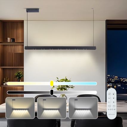 Immax NEO 07306L - LED регульована підвісна люстра MADEIRA на тросі LED/26W/230V з Wi-Fi Tuya, 122 см, чорна + пульт дистанційного керування