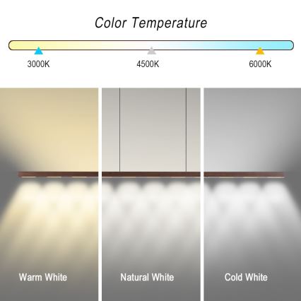 Immax NEO 07309L - диммируемая светодиодная люстра на тросе с сенсором MADEIRA LED/37W/230V 157 cm орех