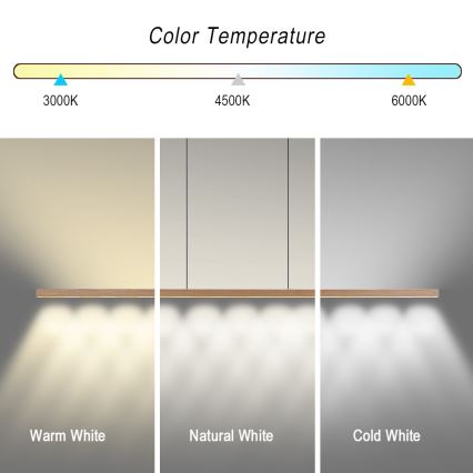 Immax NEO 07310L - LED диммируемая люстра на тросе с датчиком MADEIRA LED/37W/230V 157 cm ясень