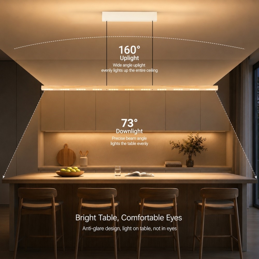 Immax NEO 07310L - LED диммируемая люстра на тросе с датчиком MADEIRA LED/37W/230V 157 cm ясень