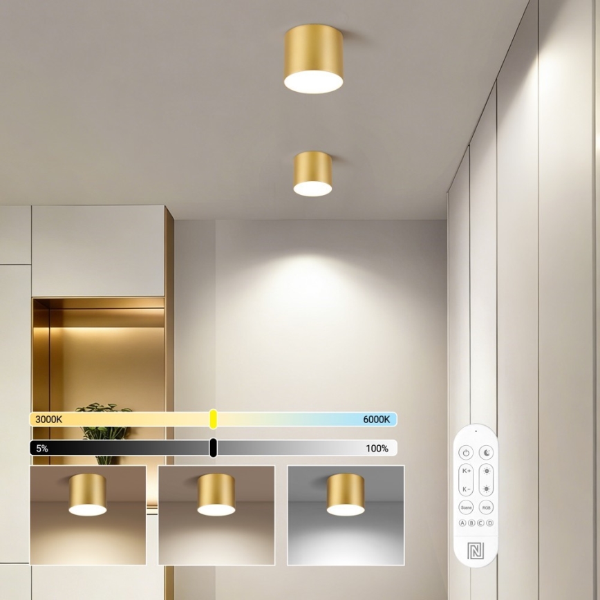 Immax NEO 07317L - LED стельовий світильник RONDATE з регульованою яскравістю LED/18W/230V, діаметр 11,5 см, Wi-Fi Tuya, золотистий