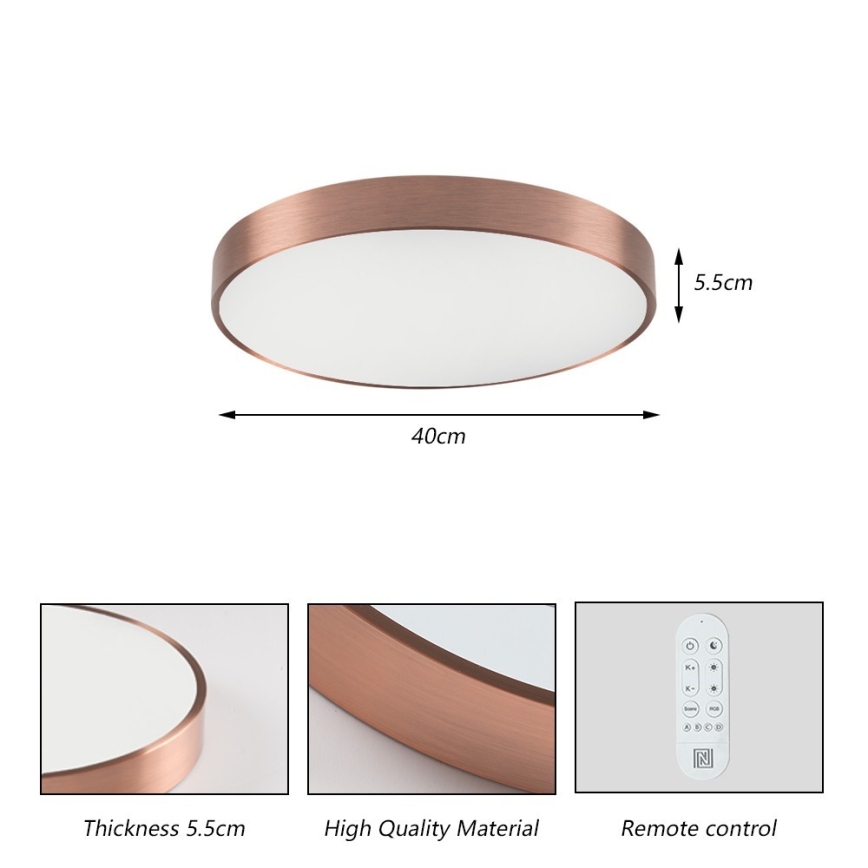 Immax NEO 07321L - диммируемый потолочный светильник NEO LITE SEMPLICI LED/36 Вт/230 В, диаметр 40 см, Tuya, розовое золото + пульт дистанционного управления