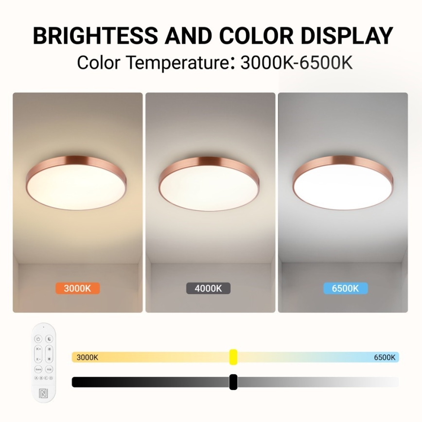 Immax NEO 07322L - LED стельовий світильник з регулюванням яскравості NEO LITE SEMPLICI LED/60W/230V, діаметр 60 см, Tuya, рожеве золото + пульт дистанційного керування