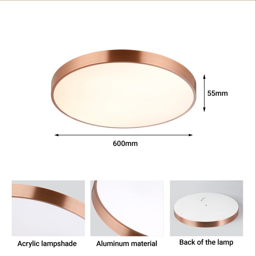 Immax NEO 07322L - LED стельовий світильник з регулюванням яскравості NEO LITE SEMPLICI LED/60W/230V, діаметр 60 см, Tuya, рожеве золото + пульт дистанційного керування
