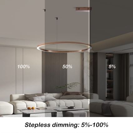 Immax NEO 07327L - Димована підвісна люстра на тросі FINO LED/55W/230V 80 cm Tuya рожеве золото + дистанційне керування