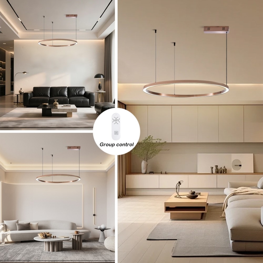 Immax NEO 07327L - Димована підвісна люстра на тросі FINO LED/55W/230V 80 cm Tuya рожеве золото + дистанційне керування