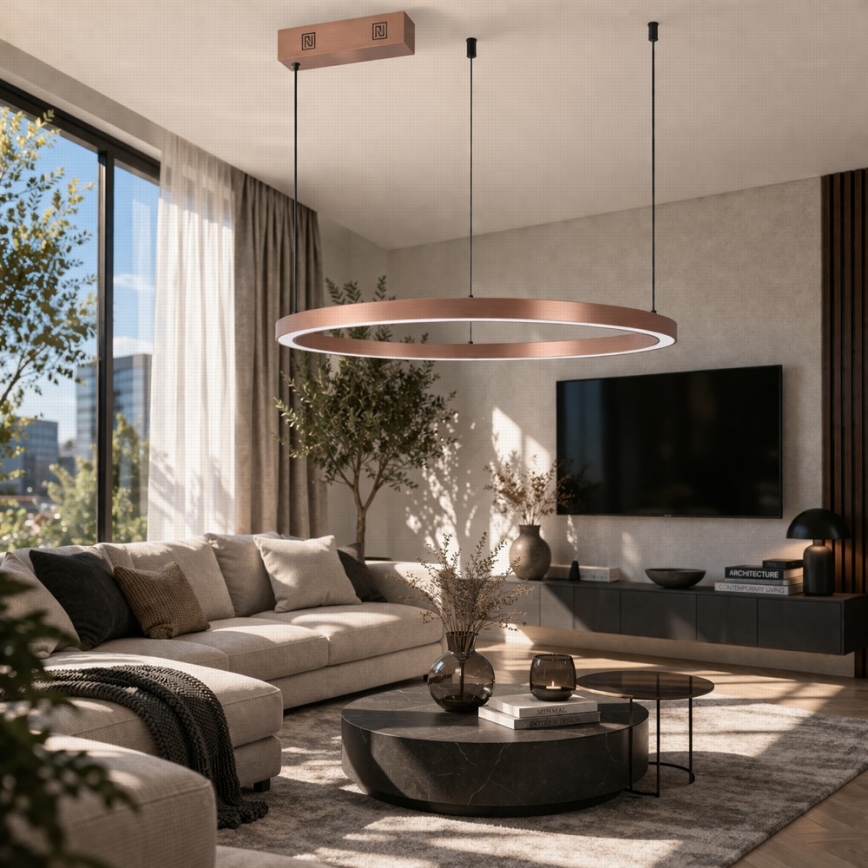 Immax NEO 07327L - Димована підвісна люстра на тросі FINO LED/55W/230V 80 cm Tuya рожеве золото + дистанційне керування