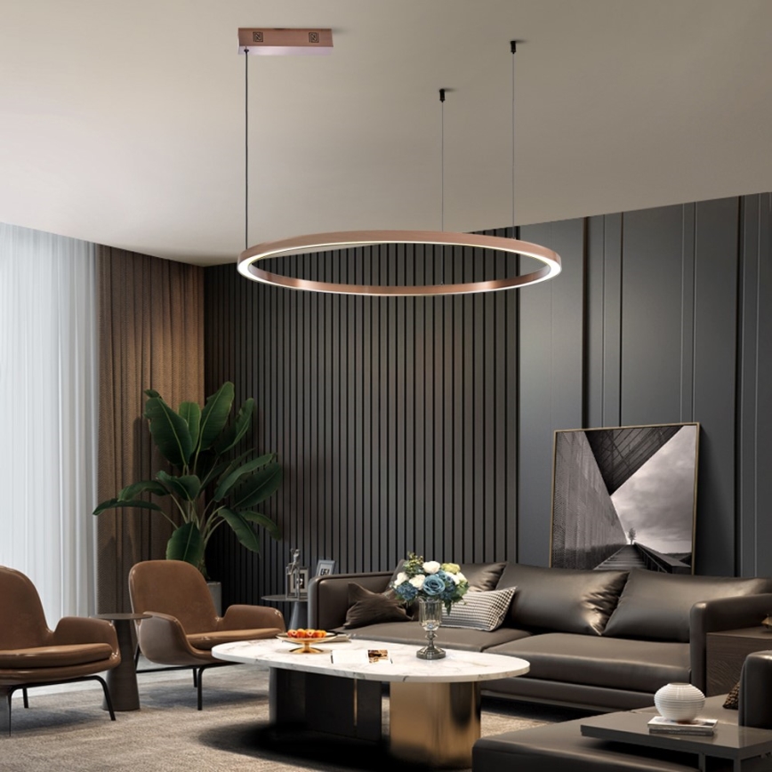 Immax NEO 07327L - Димована підвісна люстра на тросі FINO LED/55W/230V 80 cm Tuya рожеве золото + дистанційне керування