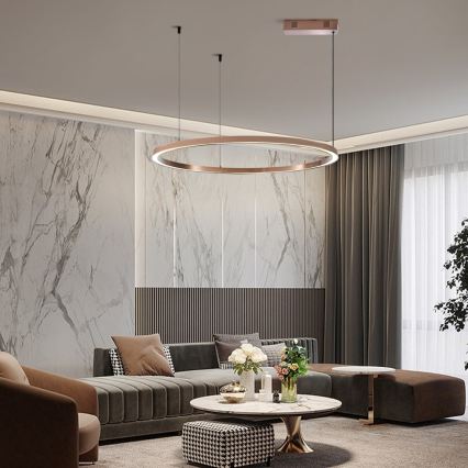 Immax NEO 07327L - Димована підвісна люстра на тросі FINO LED/55W/230V 80 cm Tuya рожеве золото + дистанційне керування