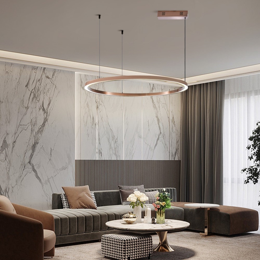 Immax NEO 07327L - Димована підвісна люстра на тросі FINO LED/55W/230V 80 cm Tuya рожеве золото + дистанційне керування
