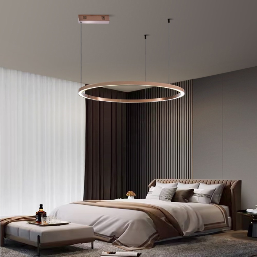 Immax NEO 07327L - Димована підвісна люстра на тросі FINO LED/55W/230V 80 cm Tuya рожеве золото + дистанційне керування