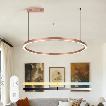 Immax NEO 07327L - LED-люстра з регулюванням яскравості на тросі FINO LED/55W/230V 80 cm рожеве золото Tuya + пульт дистанційного керування