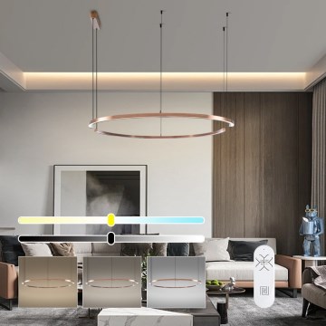 Immax NEO 07328L - диммируемая светодиодная (LED) подвесная люстра на тросе FINO LED/72W/230V 120 cm Tuya розовое золото + пульт дистанционного управления