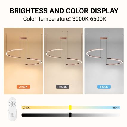 Immax NEO 07328L - LED підвісна люстра з регулюванням яскравості на тросі FINO LED/72W/230V 120 cm Tuya рожеве золото + пульт дистанційного керування