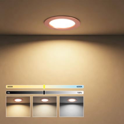Immax NEO 07330L - диммируемый встраиваемый потолочный светильник DOWN LED/12 Вт/230 В Wi-Fi Tuya, диаметром 12 см, розовое золото