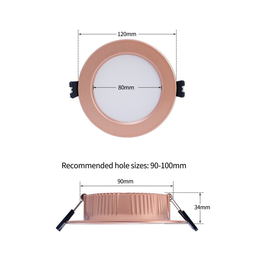 Immax NEO 07330L - диммируемый встраиваемый потолочный светильник DOWN LED/12 Вт/230 В Wi-Fi Tuya, диаметром 12 см, розовое золото