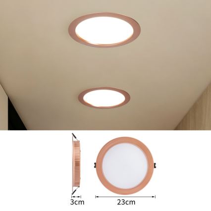 Immax NEO 07331L - затемнюваний вбудований точковий світильник LED DOWN/36W/230V Wi‑Fi Tuya, діаметр 23 см, рожеве золото