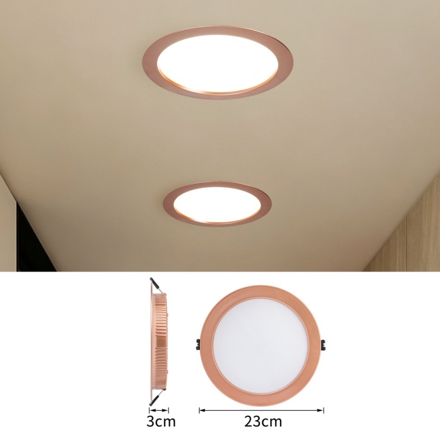 Immax NEO 07331L - затемнюваний вбудований точковий світильник LED DOWN/36W/230V Wi‑Fi Tuya, діаметр 23 см, рожеве золото