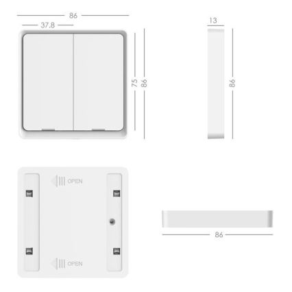 Immax NEO 07507C - НАБОР 3x Выключатель 2-кнопочный SMART 3xCR2430 Zigbee 3.0 Tuya