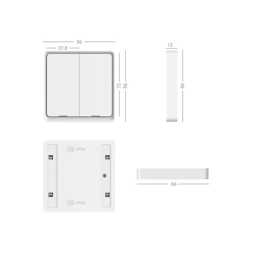 Immax NEO 07507L - Вимикач 2-кнопковий SMART 1xCR2430 Zigbee 3.0 Tuya