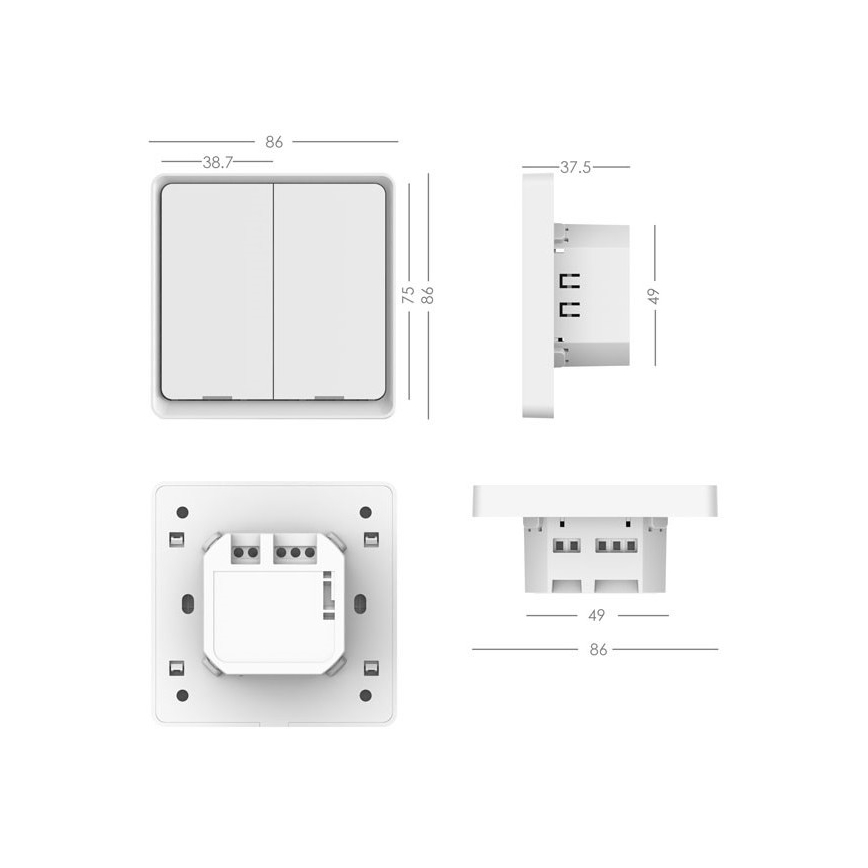 Immax NEO 07513L - 2-кнопочный выключатель SMART 230V Wi-Fi Tuya