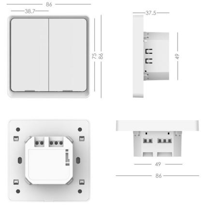 Immax NEO 07513L - Вимикач 2-кнопковий SMART 230V Wi-Fi Tuya