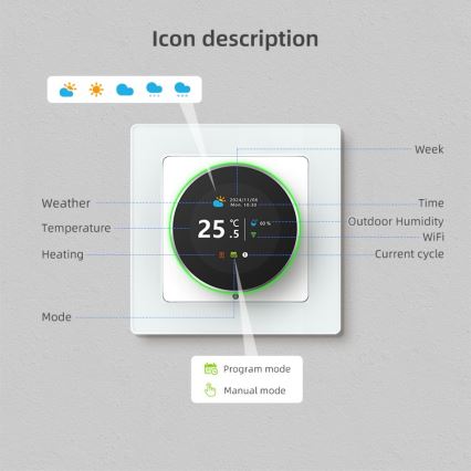 Immax NEO 07534L - SMART термостат для тёплого пола 230V/3A Wi-Fi Tuya