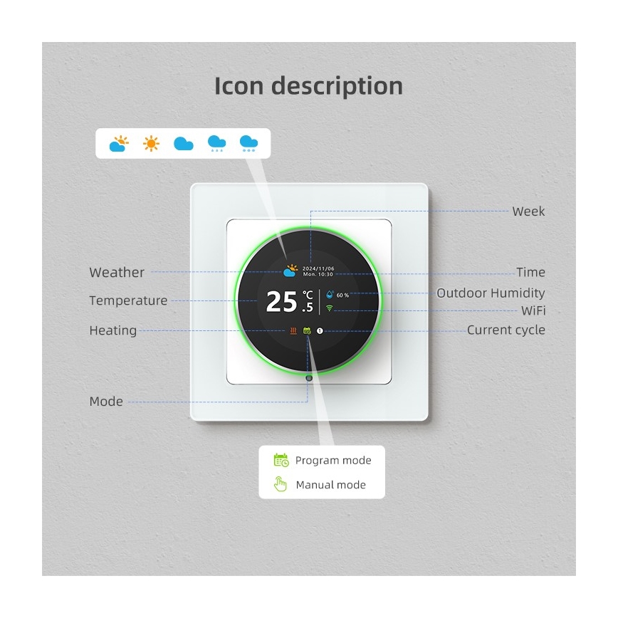 Immax NEO 07535L - SMART термостат для электрического теплого пола 230V/16A Wi-Fi Tuya