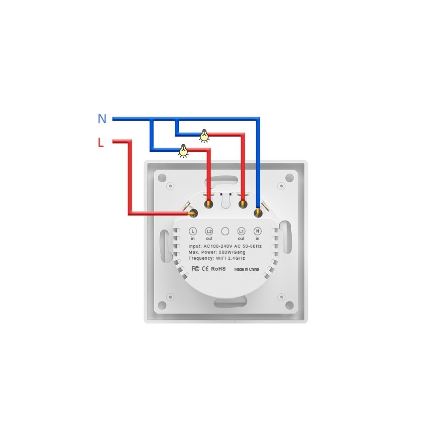 Immax NEO 07539L - двухкнопочный умный выключатель 230 В, Wi‑Fi Tuya
