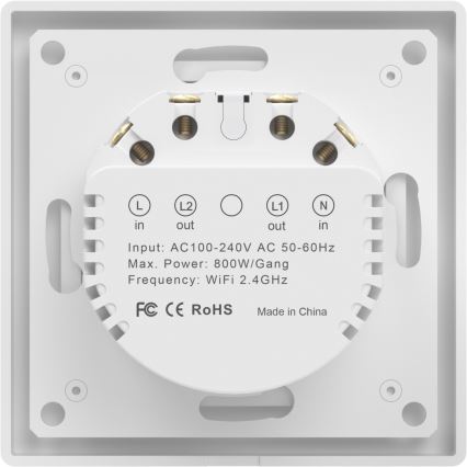 Immax NEO 07539L - двухкнопочный умный выключатель 230 В, Wi‑Fi Tuya