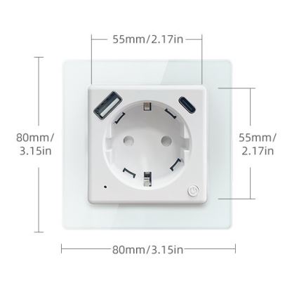 Immax NEO 07552L - Розумна розетка F 16A/230V + 1xUSB-A+1xUSB C PD 20W Tuya