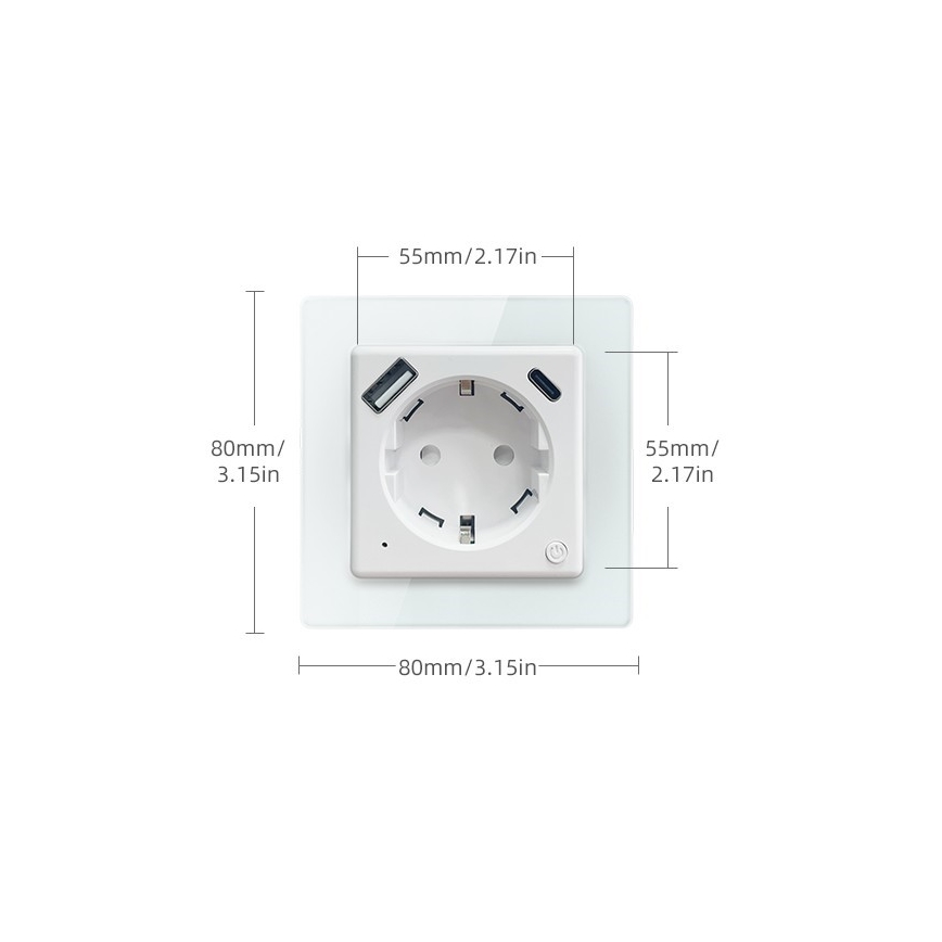 Immax NEO 07552L - Розумна розетка F 16A/230V + 1xUSB-A+1xUSB C PD 20W Tuya