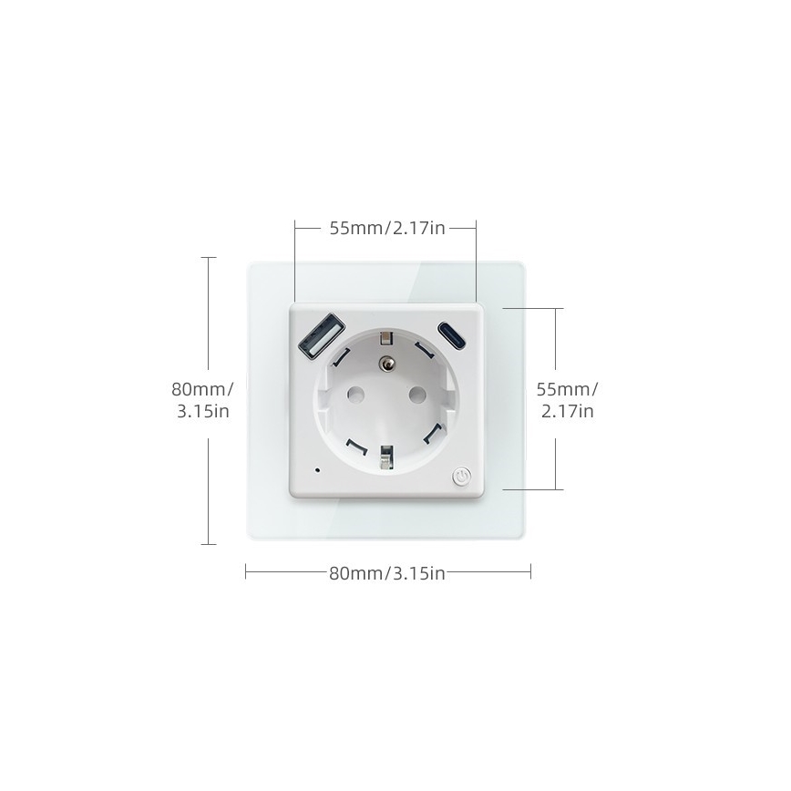 Immax NEO 07553L - Умная розетка тип E 16 А/230 В + 1× USB-A + 1× USB-C PD 20 Вт Tuya