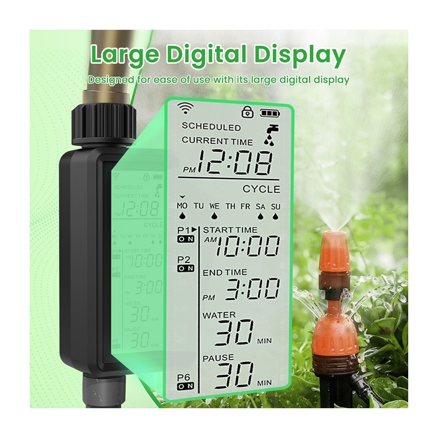 Immax NEO 07556L - розумний клапан для поливу, живлення 4xAA, IP65, Wi-Fi (Tuya)
