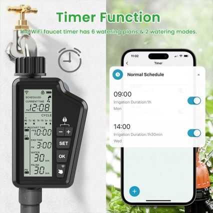 Immax NEO 07556L - розумний клапан для поливу, живлення 4xAA, IP65, Wi-Fi (Tuya)