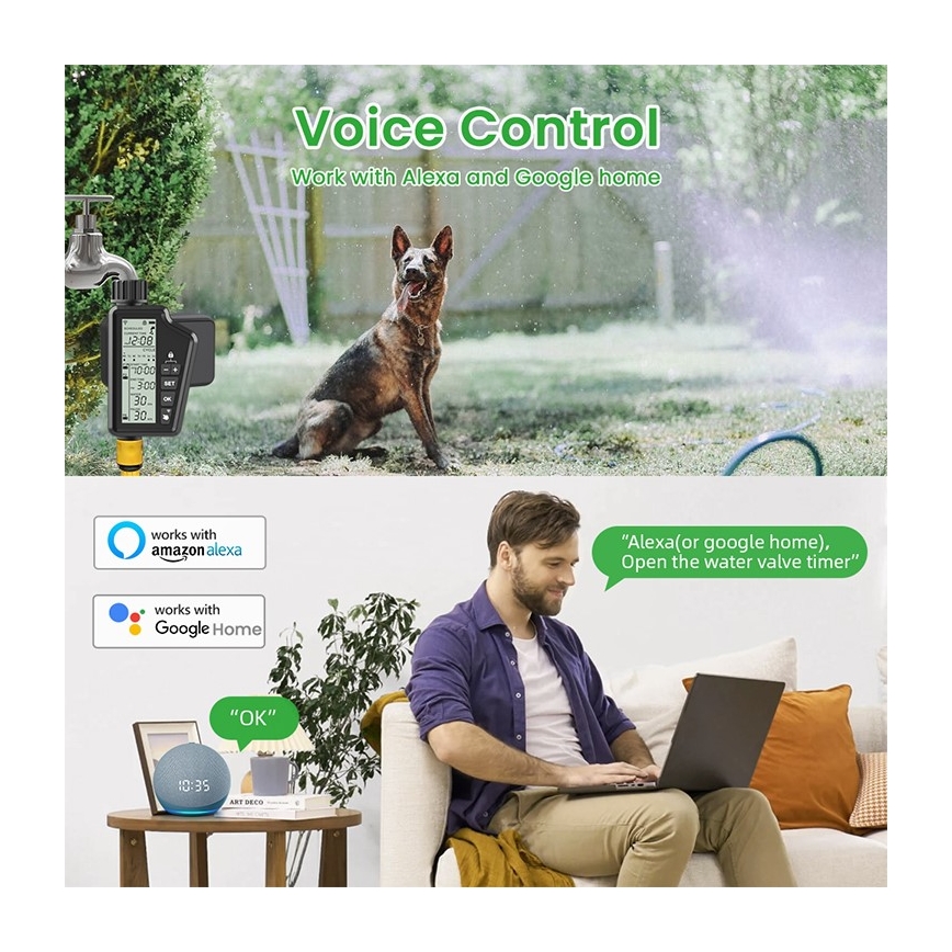 Immax NEO 07556L — клапан для полива, питание от 4×AA, степень защиты IP65, Wi‑Fi (Tuya)