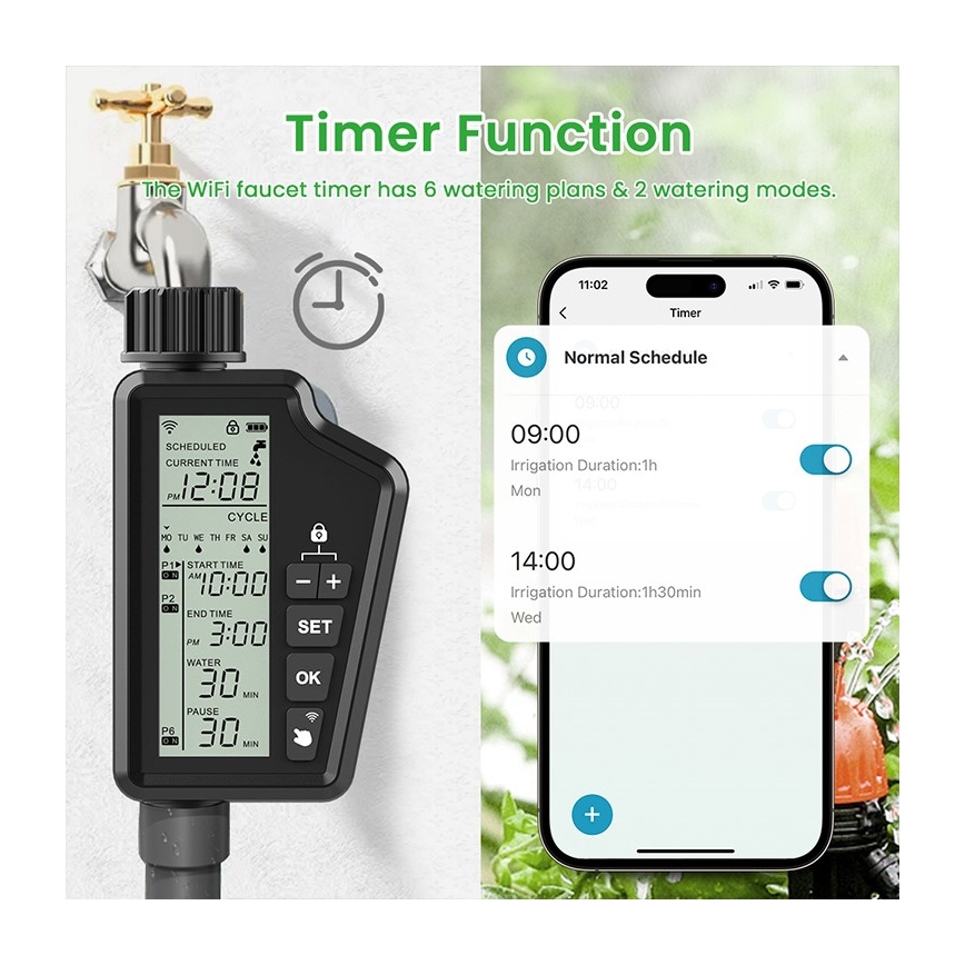 Immax NEO 07556L — клапан для полива, питание от 4×AA, степень защиты IP65, Wi‑Fi (Tuya)
