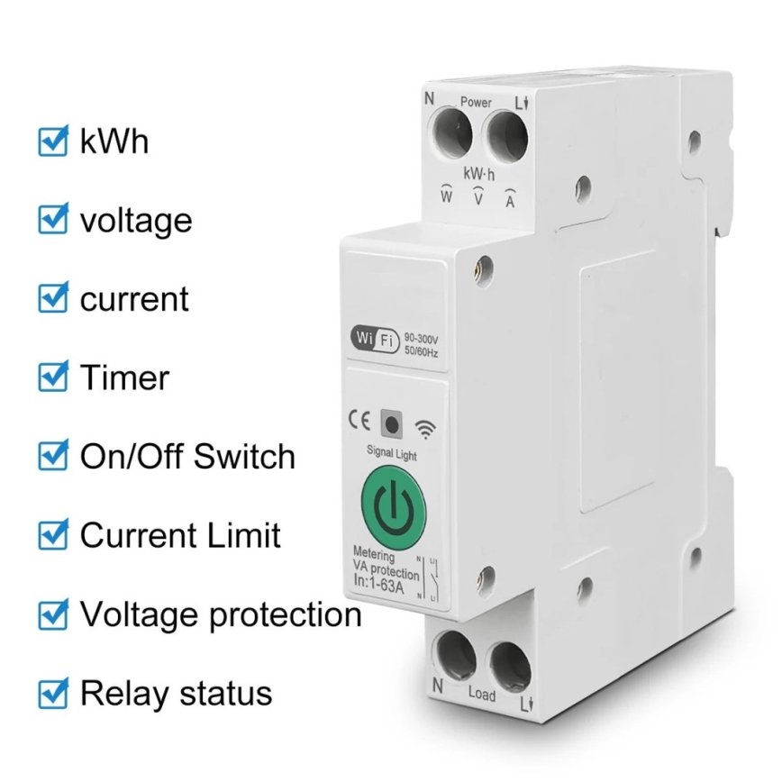 Immax NEO 07573L - Умный выключатель 1-фазный 1-63A Tuya
